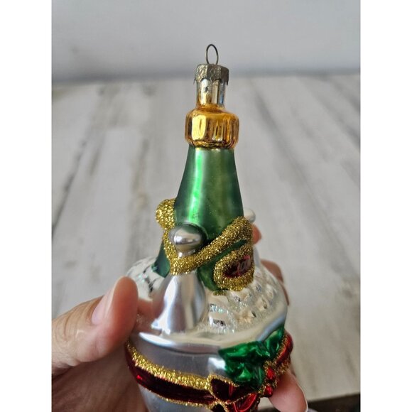 Glass champagne bottle bucket ornament glitter gold Xmas New Year's tree - Picture 7 of 9